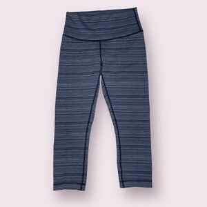 Lululemon Luxtreme High Times Crop Leggings Cyber Stripe Deep Coal Black